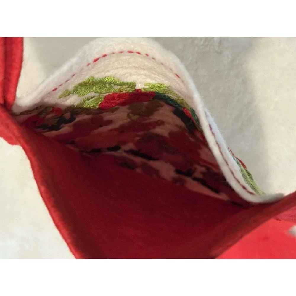 VTG‎ Columbia Minerva SKATING BUNNIES Crewel Felt Christmas Stocking FINISHED